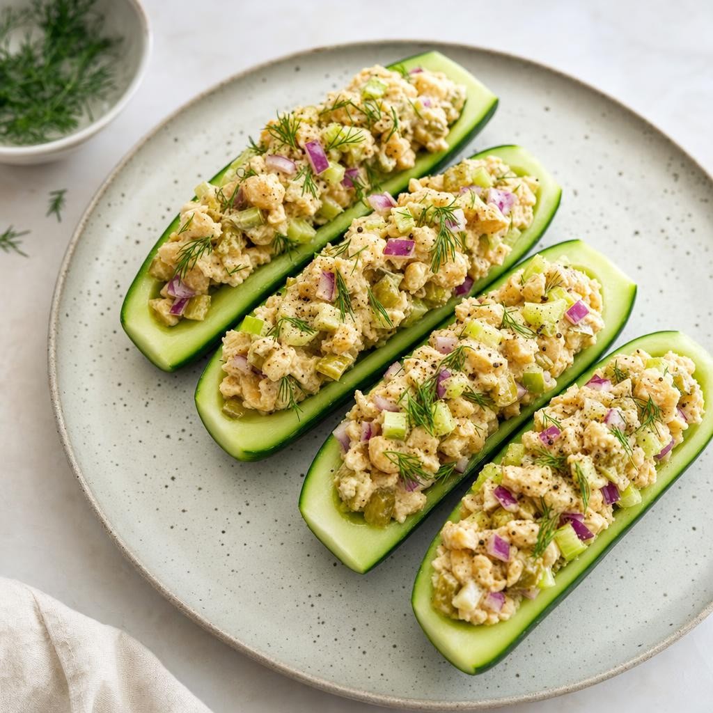 Chickpea Tuna Cucumber Boats