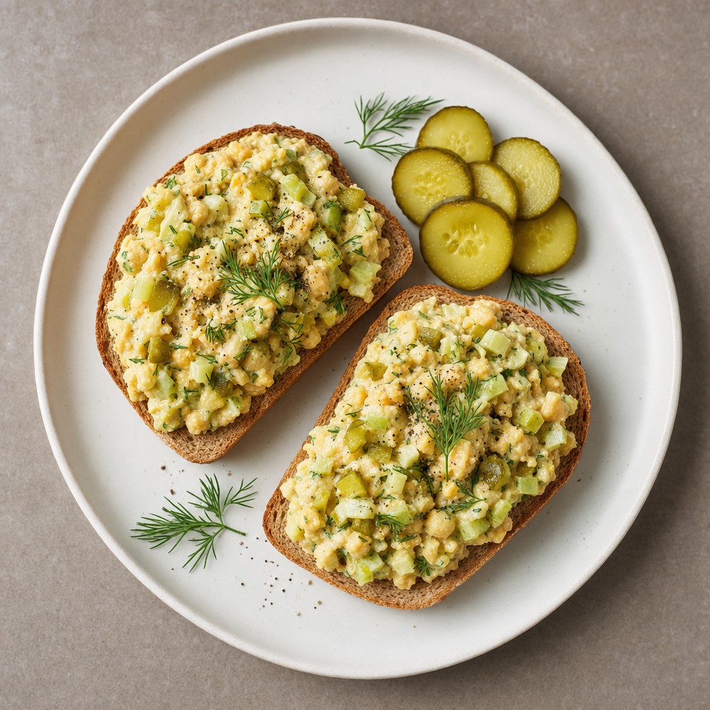 Smashed Chickpea Salad Sandwiches with Pickles