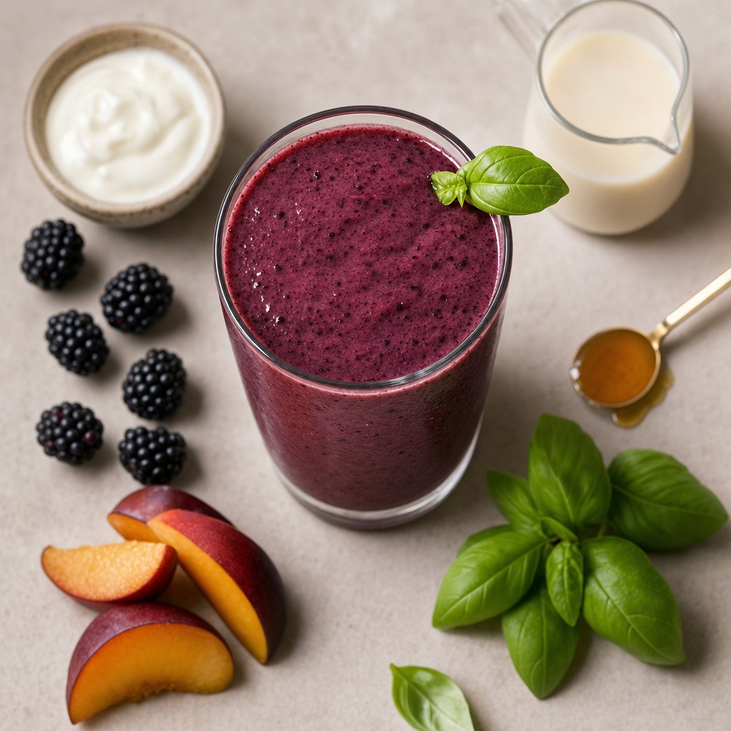 Blackberry Plum Basil Smoothie recipe combo