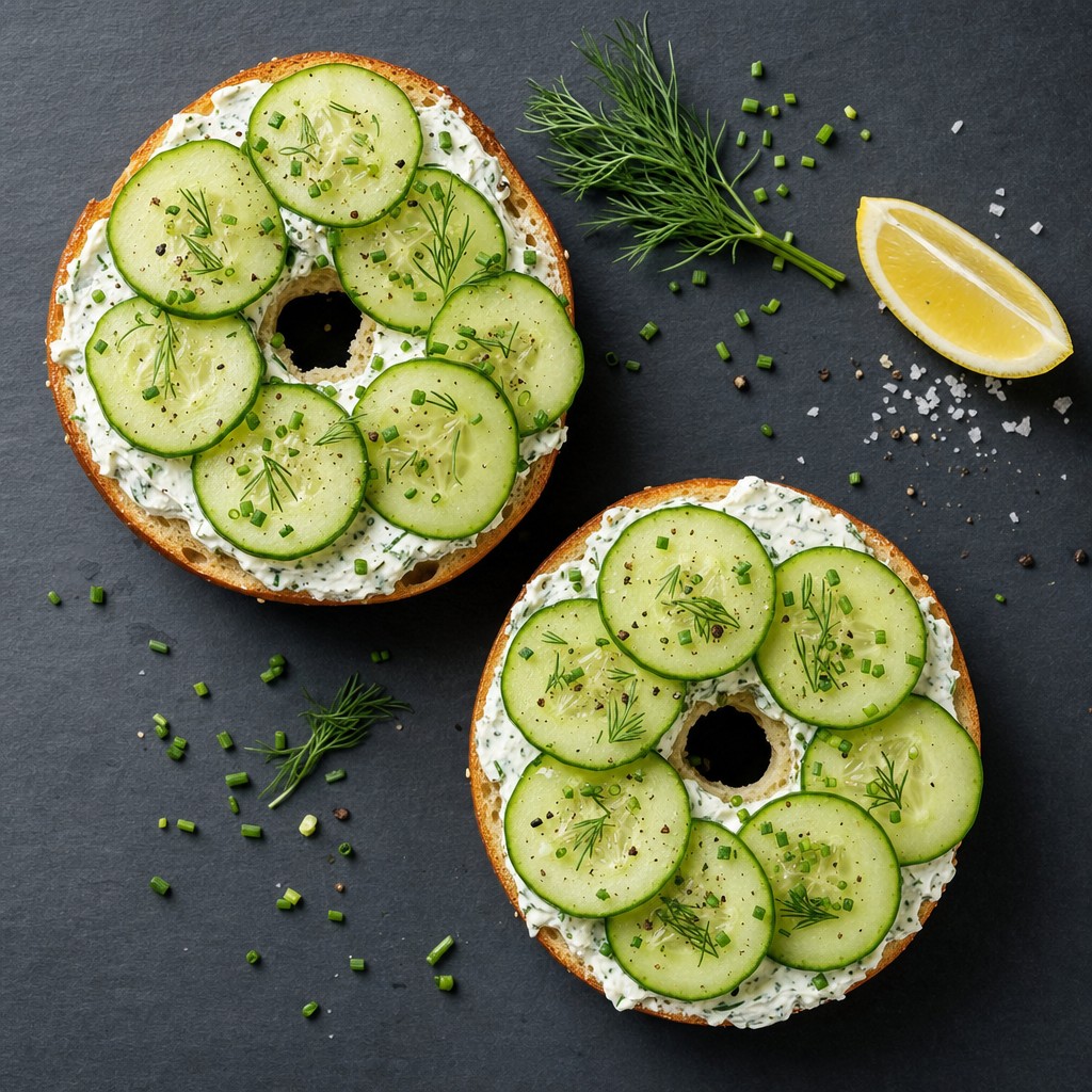 Bagel with Herbed Cream Cheese and Cucumber recipe combo