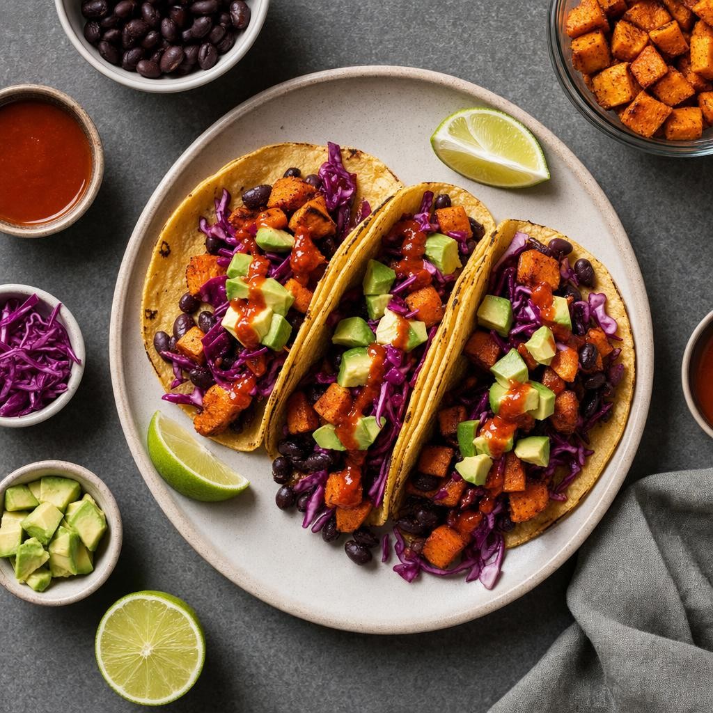 Swicy Sweet Potato Black Bean Tacos