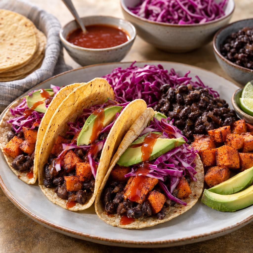 Swicy Sweet Potato Black Bean Tacos