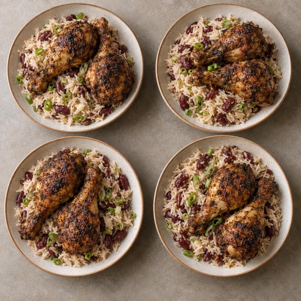 Jerk Chicken with Rice and Peas