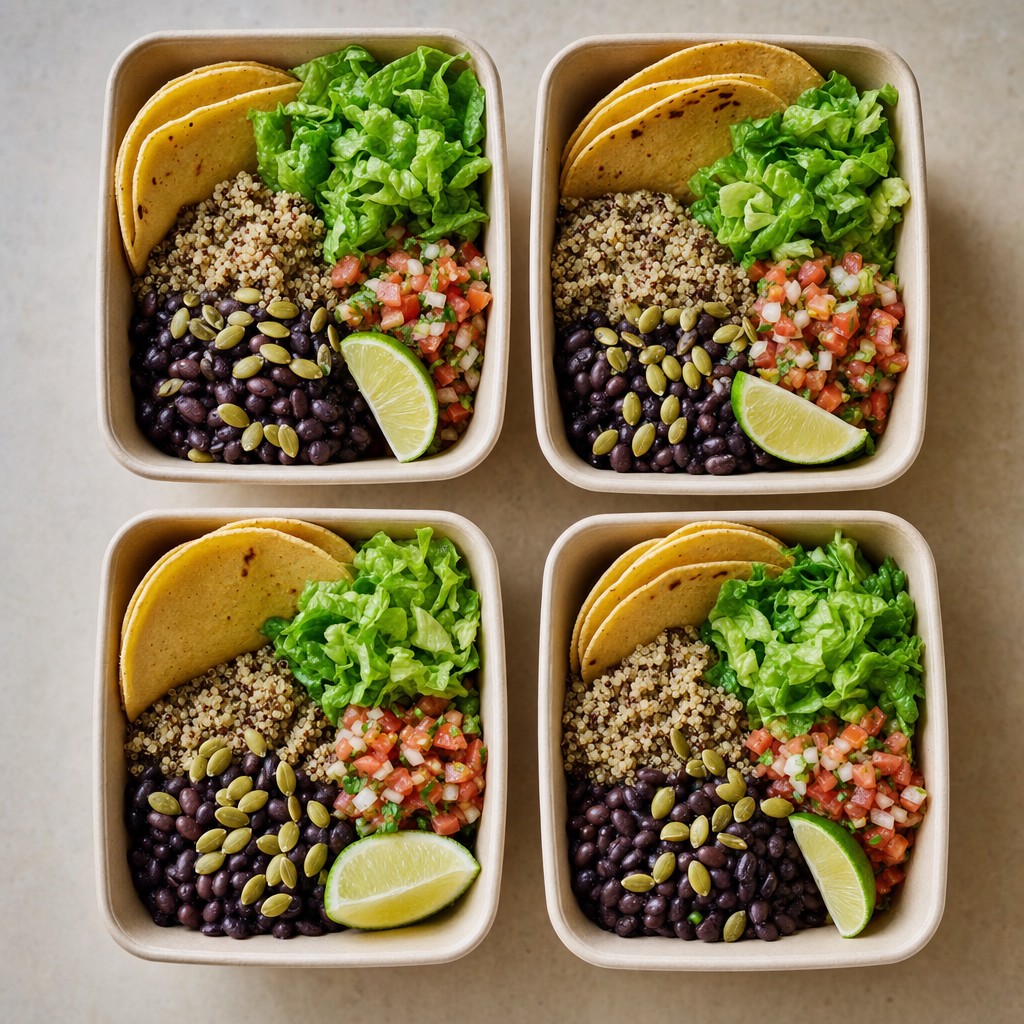 Quinoa Black Bean and Pumpkin Seed Taco Boxes