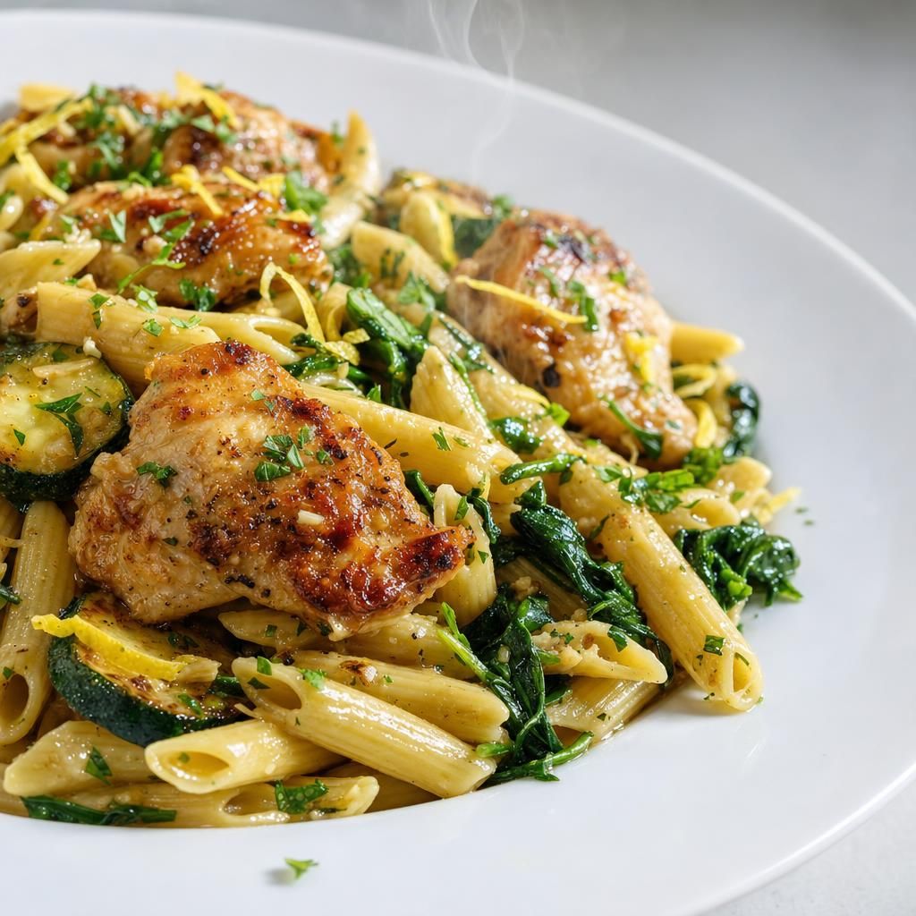 Lemony Chicken and Spinach Pasta