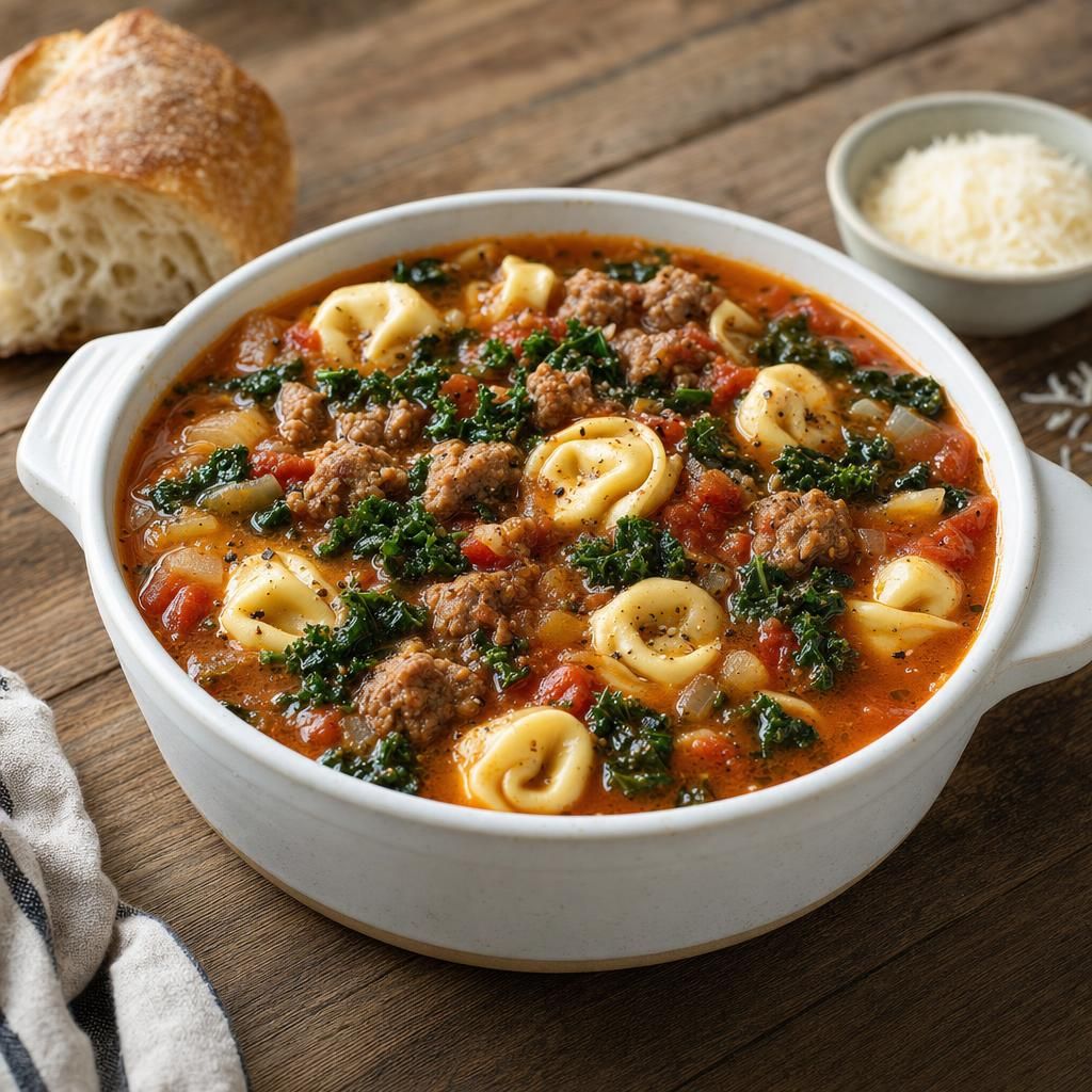 Sausage, Tortellini and Kale Soup