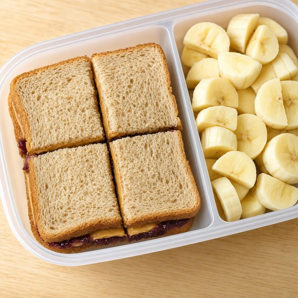 Kids Peanut Butter and Jelly Sandwich with Banana