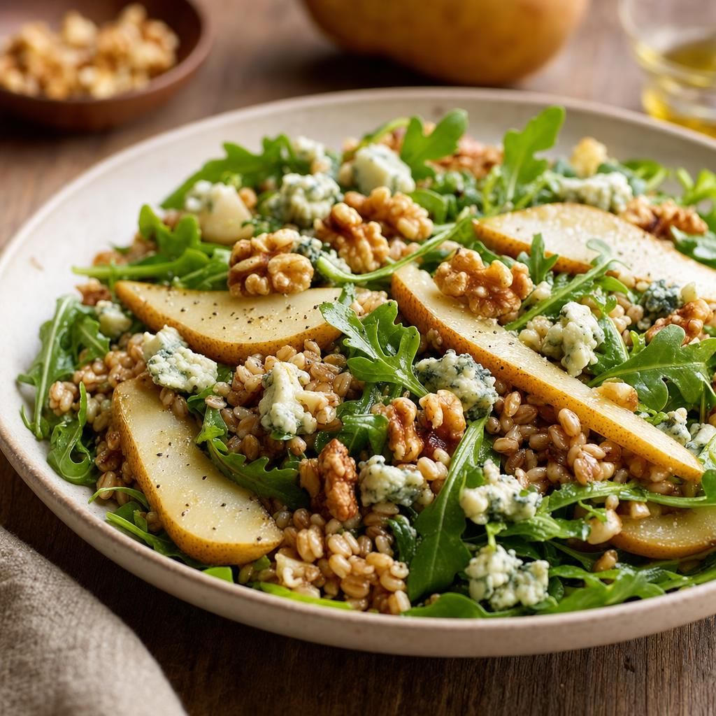 Pear, Farro and Blue Cheese Salad