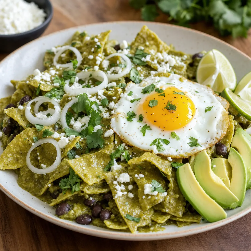 Green Chilaquiles with Black Beans and Egg recipe combo