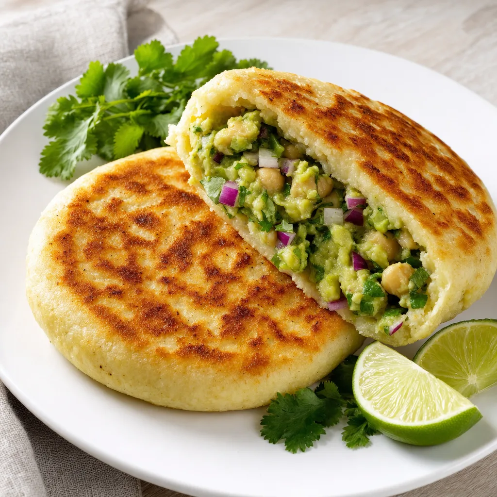 Venezuelan Reina Pepiada-Style Chickpea Arepa recipe combo