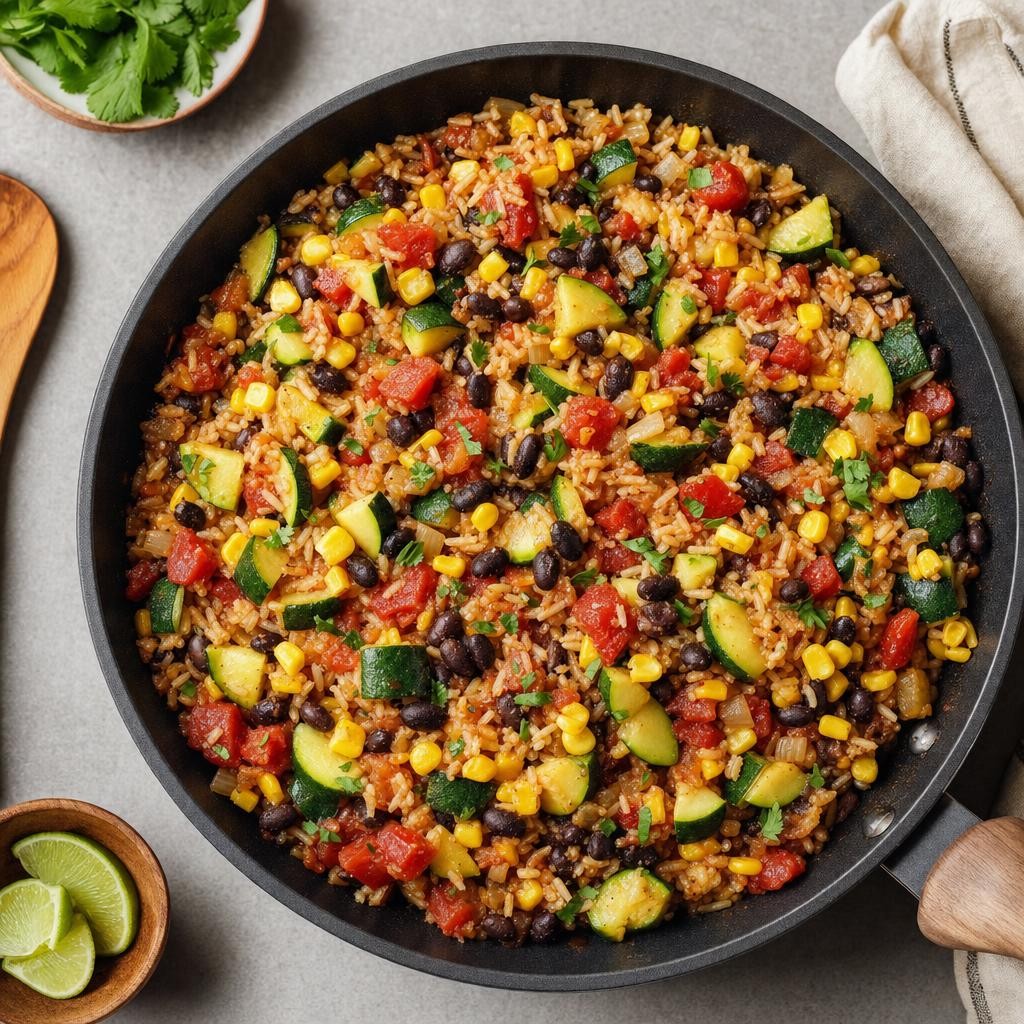 Corn Zucchini Rice Skillet