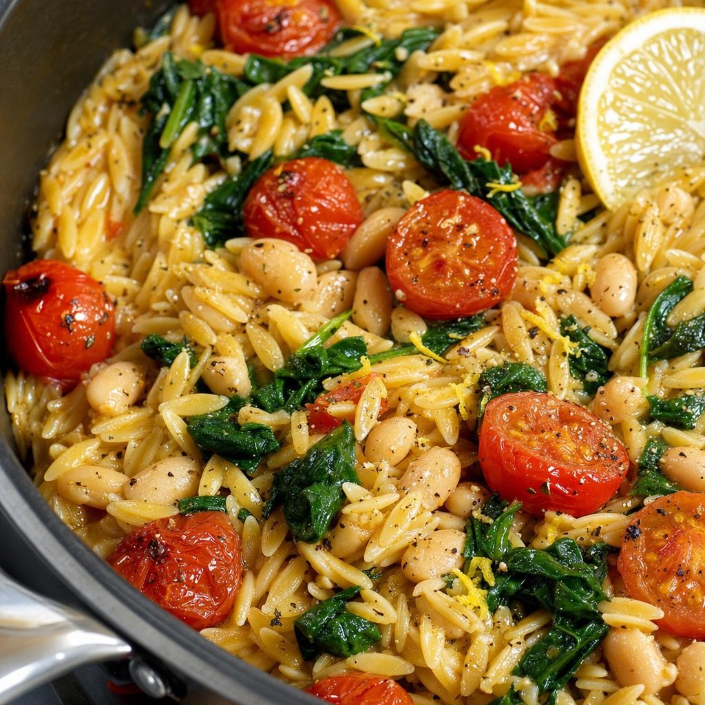 White Bean Spinach Orzo Skillet recipe combo