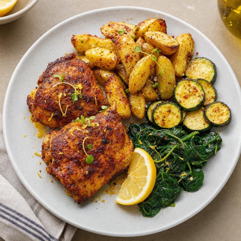 Paprika Chicken with Potatoes and Greens