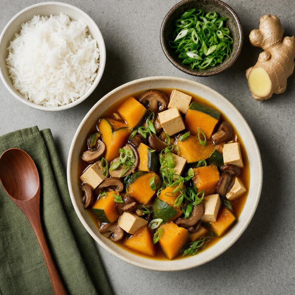 Kabocha and Tofu Ginger Broth