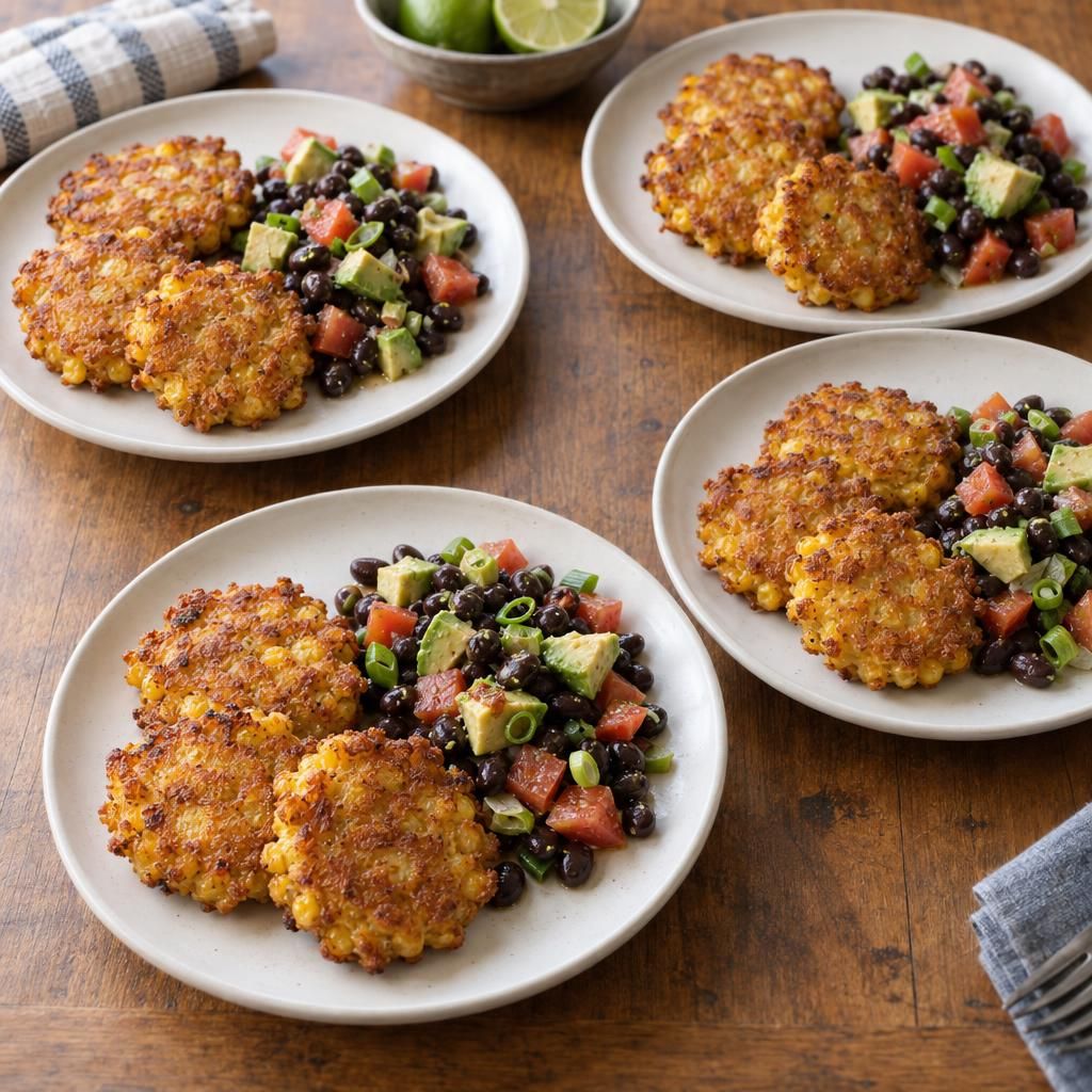 Crispy Corn Fritters with Black Bean Salad