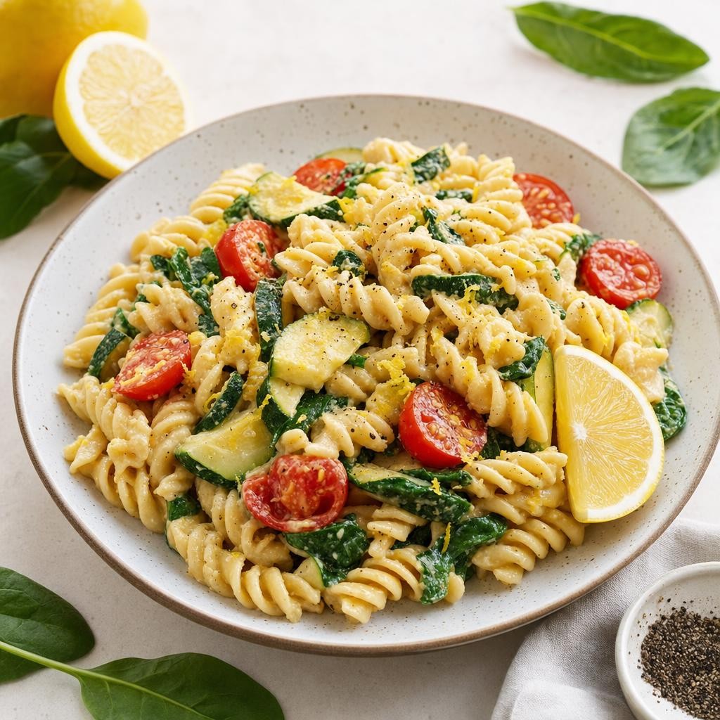 Lemon Hummus Veggie Pasta recipe combo