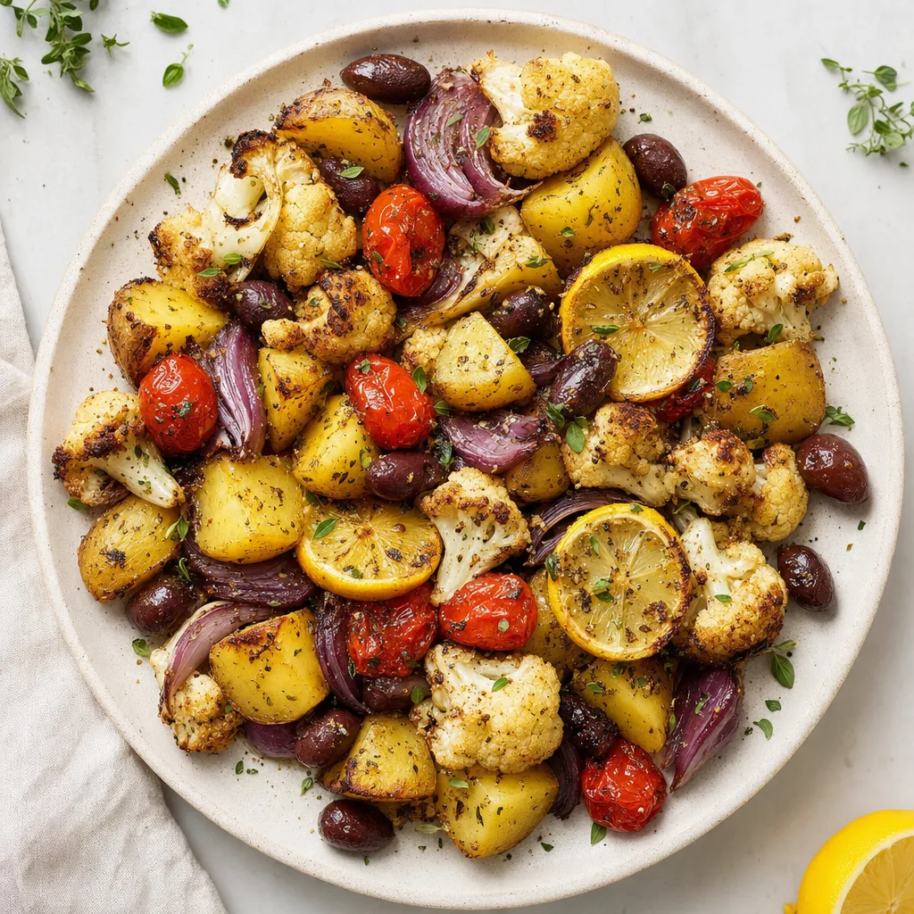 Lemon Olive Potato Cauliflower Tray