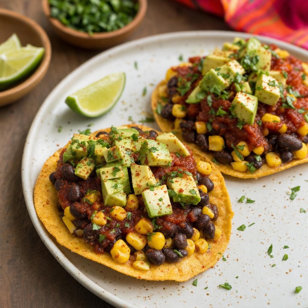 Smoky Bean Corn Tostadas
