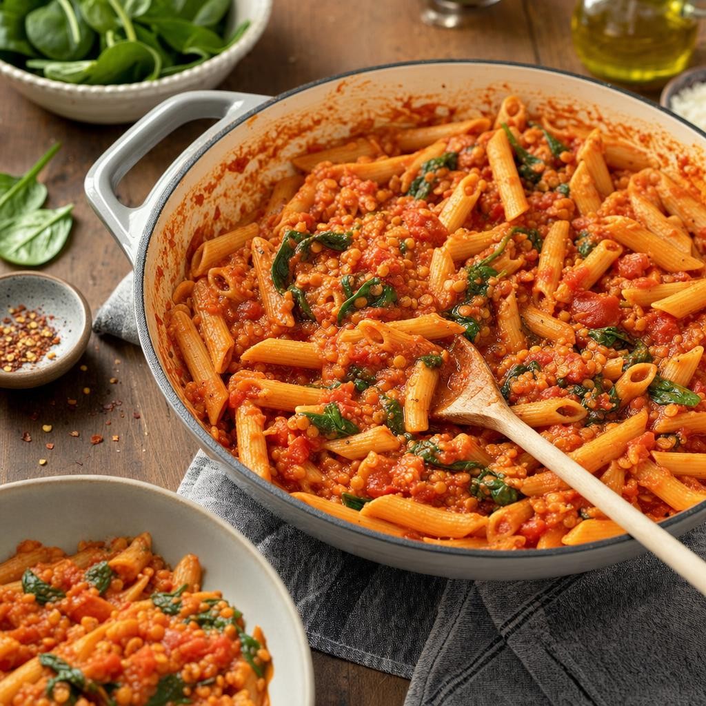 Creamy Lentil Tomato Pasta