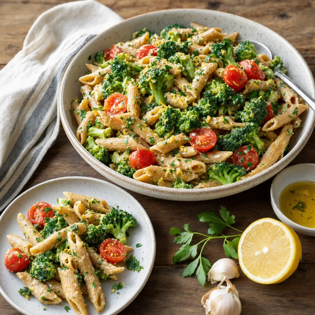 Broccoli Tomato Whole Wheat Pasta with Yogurt