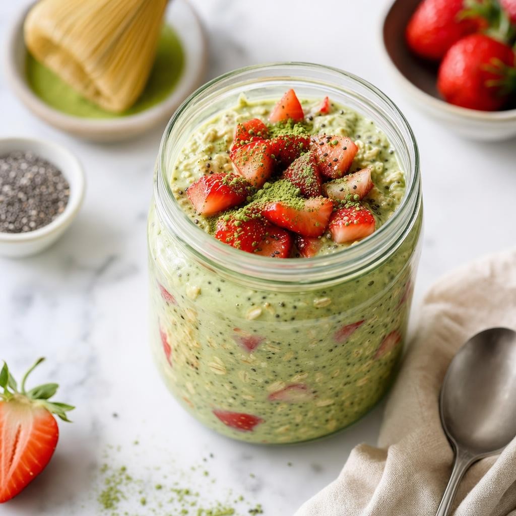 Strawberry Matcha Overnight Oats