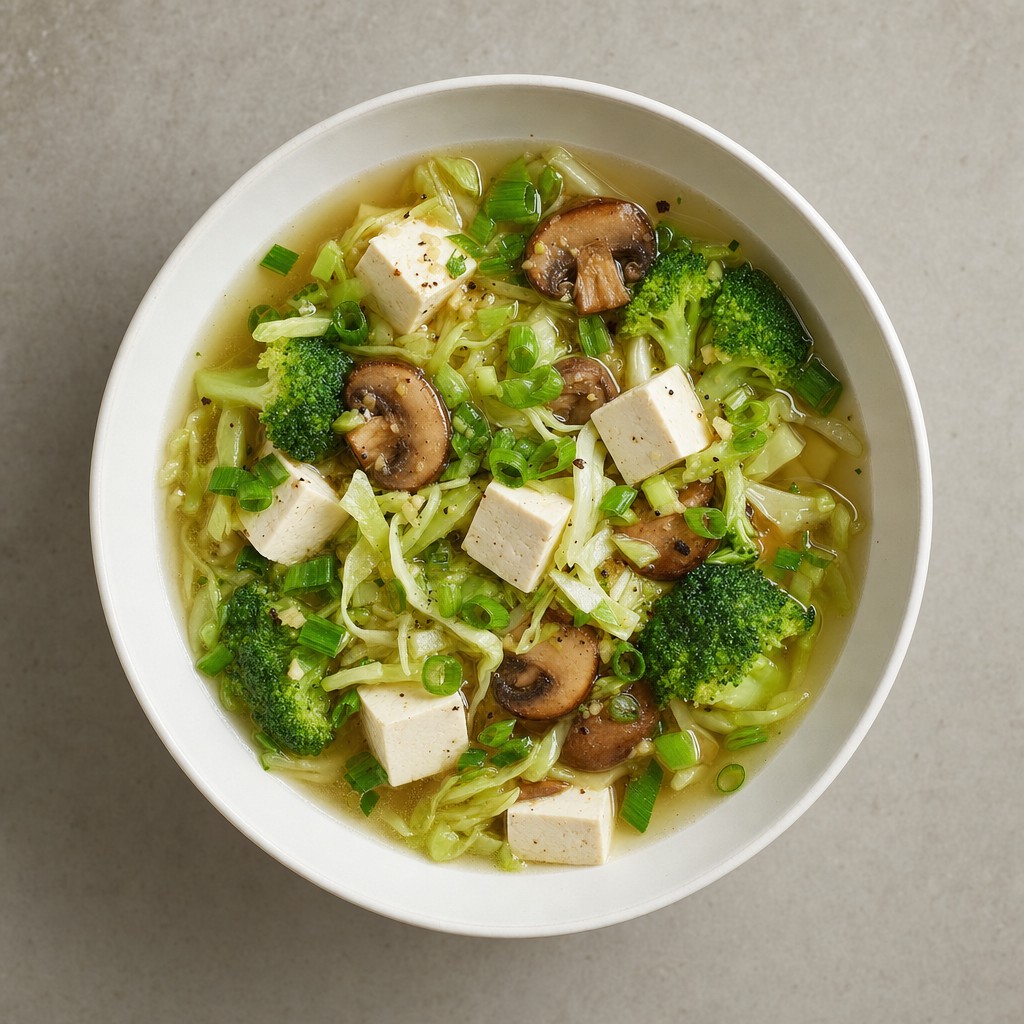 Korean-Inspired Broccoli Mushroom Tofu Soup recipe combo