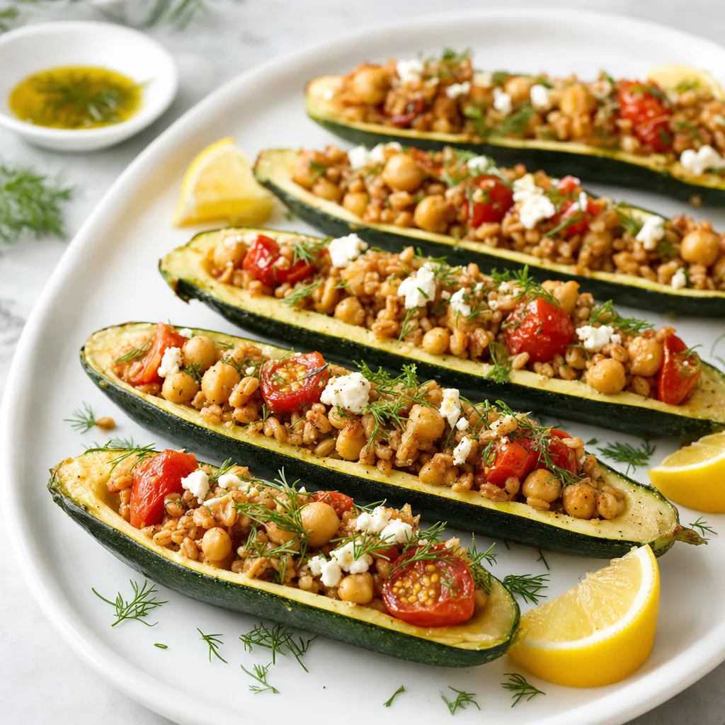 Zucchini Farro Chickpea Boats recipe combo