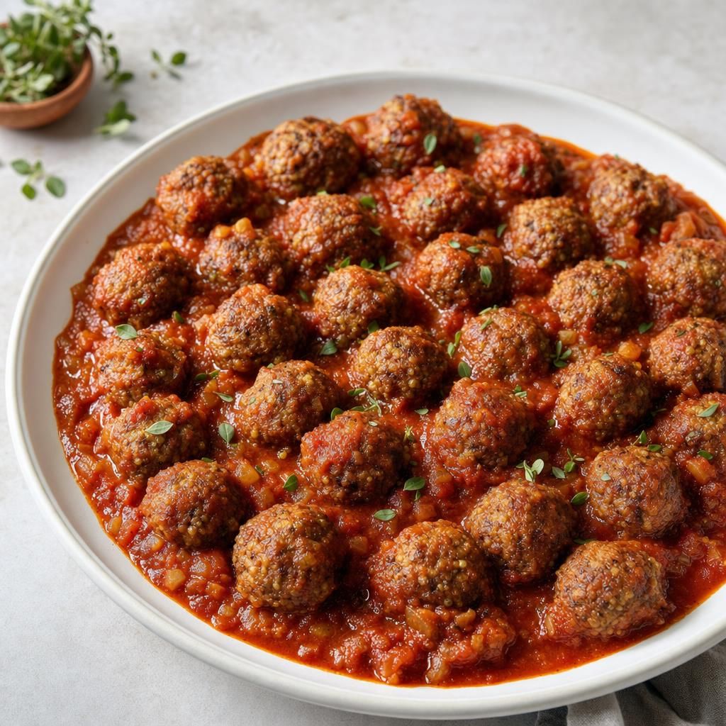 Spanish Lentil Balls in Tomato Sauce