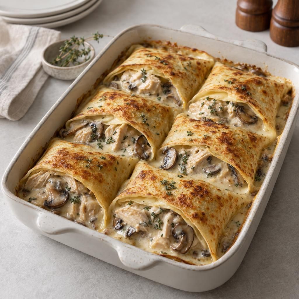 Chicken and Mushroom Crepes