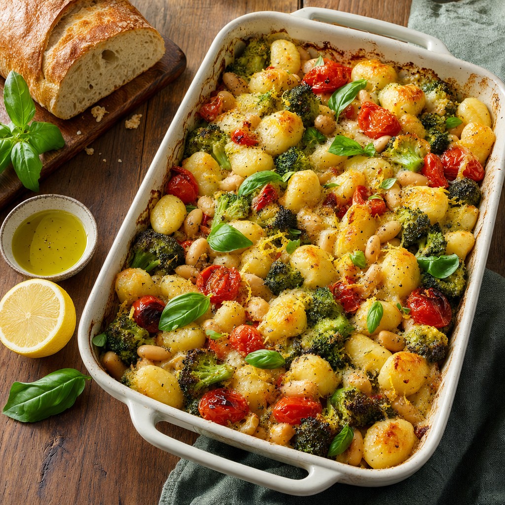 Gnocchi White Bean Broccoli Bake