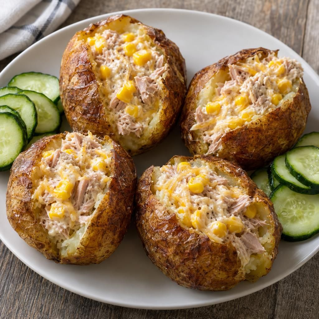 Tuna Sweetcorn Baked Potatoes