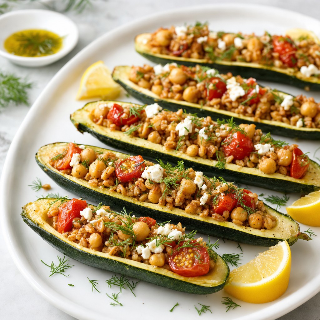 Zucchini Farro Chickpea Boats recipe combo