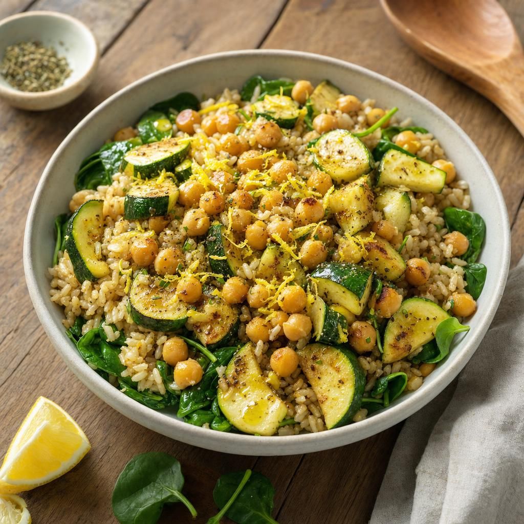 Lemon Chickpea and Zucchini Rice Bowls