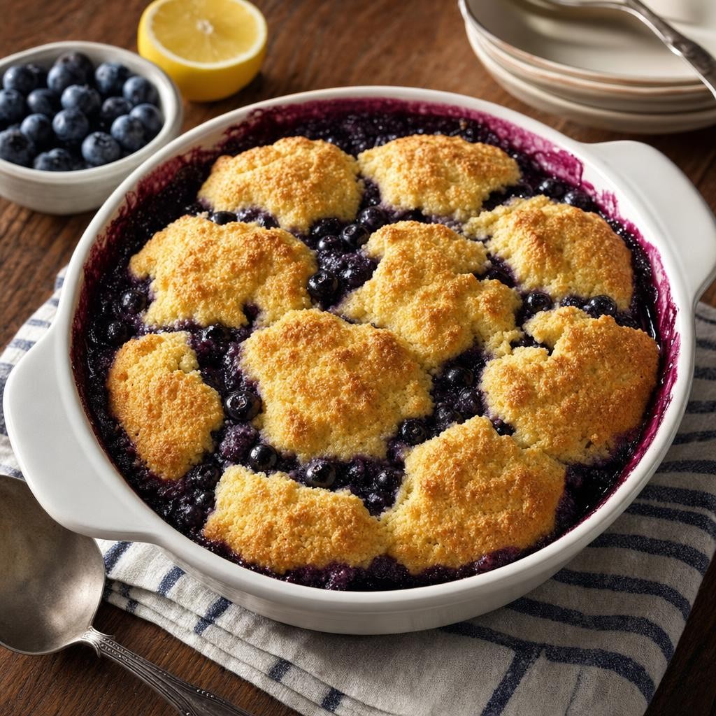 American Blueberry Cornmeal Biscuit Cobbler recipe combo