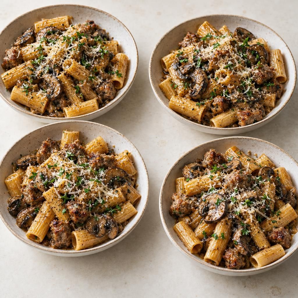 Balsamic Sausage and Mushroom Rigatoni