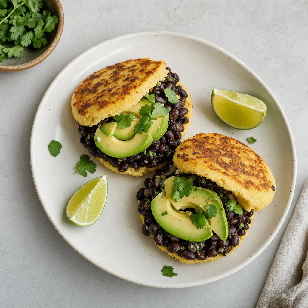 Venezuelan Black Bean and Avocado Arepas recipe combo