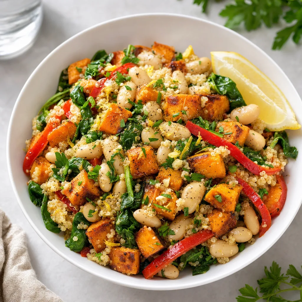 Quinoa Sweet Potato White Bean Bowl