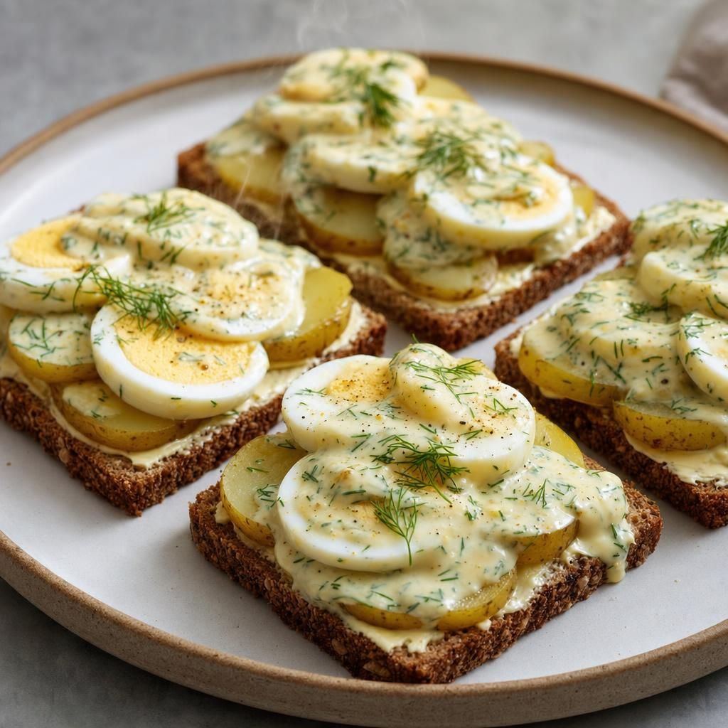 Smørrebrød with Egg and Dill Potatoes